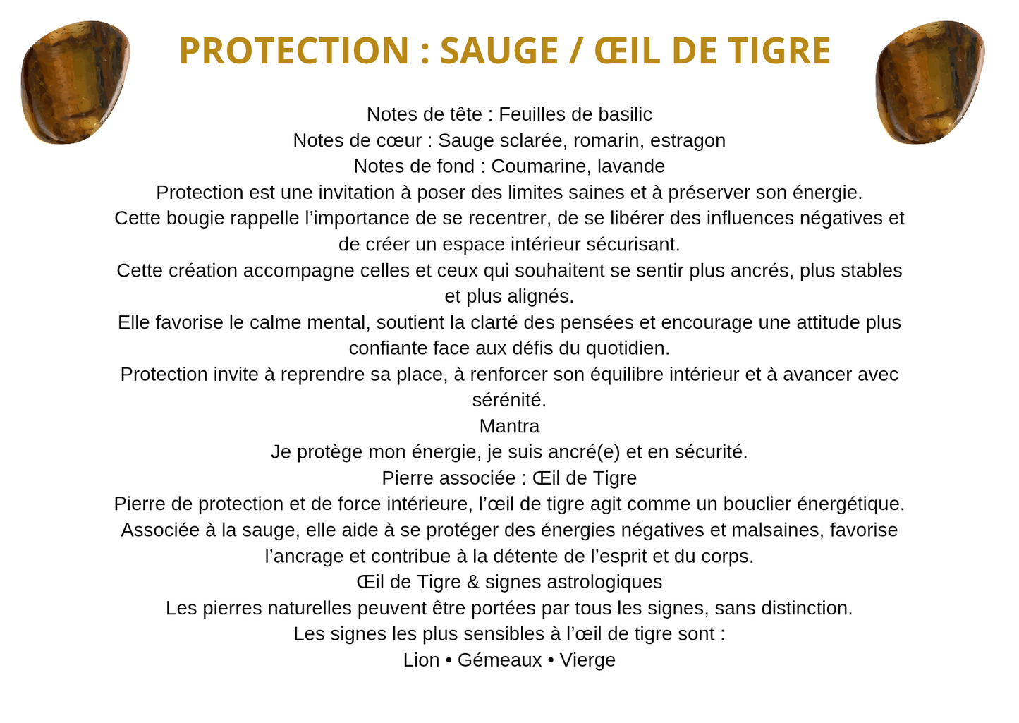 Protection et œil de Tigre